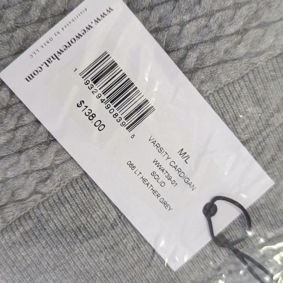 WeWoreWhat Varsity Schoolgirl V-neck Cable Cardigan Sz M/L NWT Heather‎ Gray - Picture 13 of 15